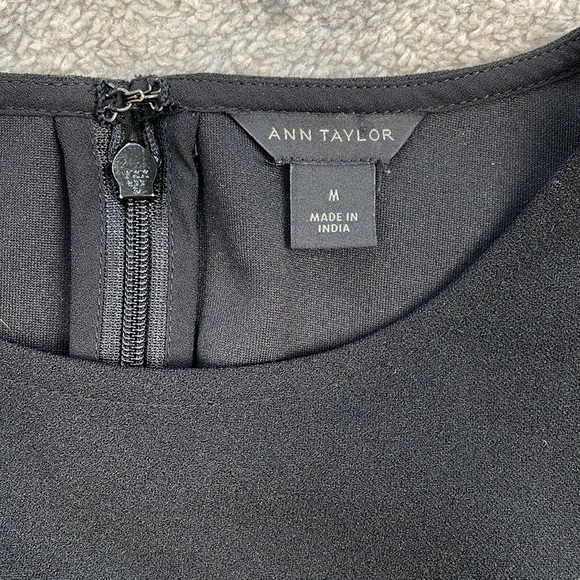 Ann Taylor Fringe Paillette Shell Tank Top Blouse Sleeveless Black Sz M - Picture 7 of 11